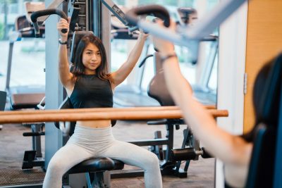 asian lady working out in gym