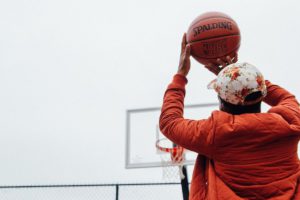 man playing basketball